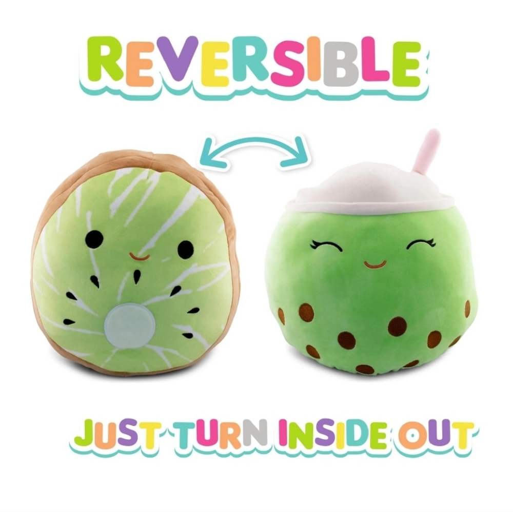 🆕️ Flip A Mallows by Squishmallow 12" Kachina the Kiwi and Sevda the Boba Tea